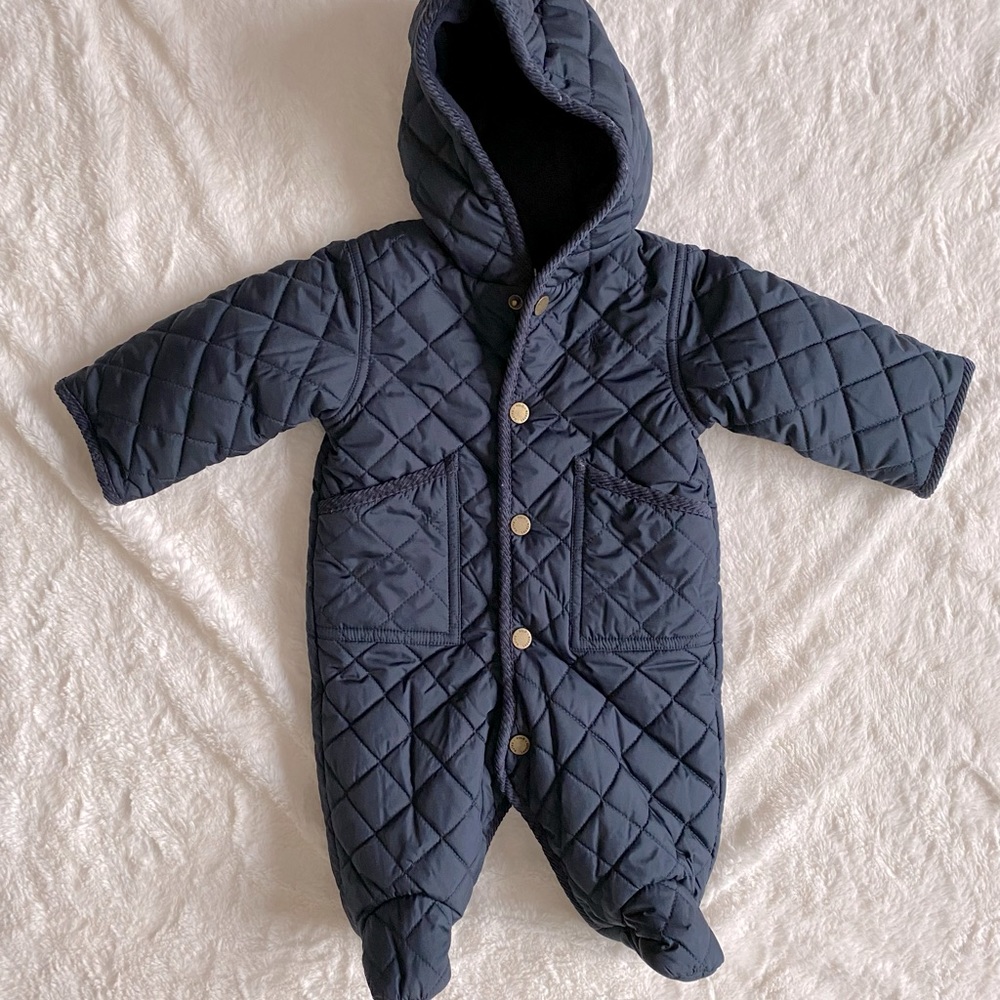 RALPH LAUREN | Navy Quilted Snowsuit, EUC, 3M